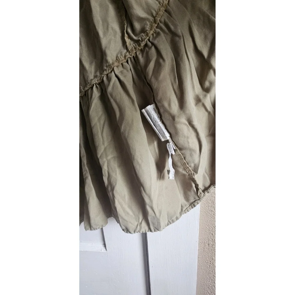 ZARA green babydoll ruffle roll tab sleeve shirt dress lyocell woman Sz M - Picture 4 of 7